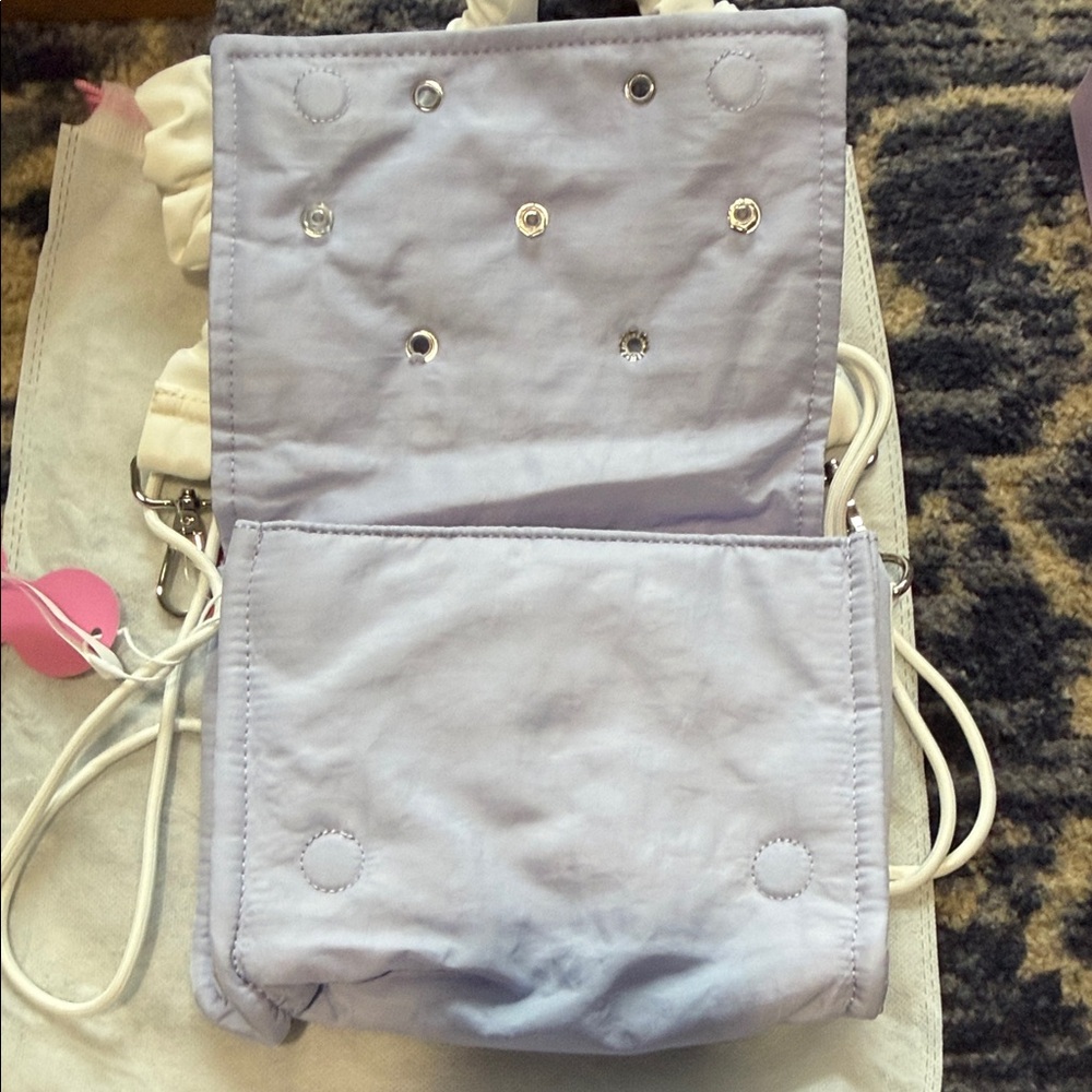 Telena Lavender Quilted 'MOM' Crossbody Bag with Pink Accents - Picture 3 of 6